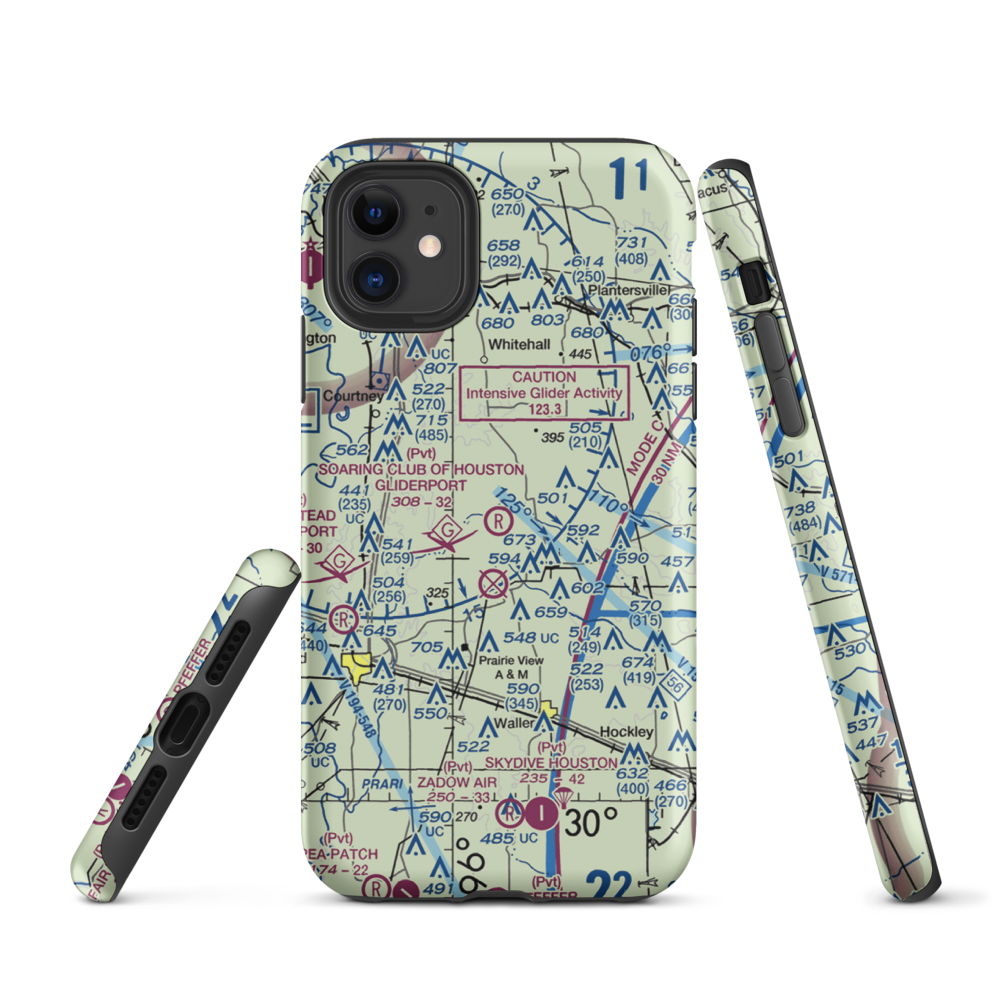 Soaring Club of Houston Gliderport (89TA) VFR Sectional  Tough iPhone Case iPhone 11 model shown