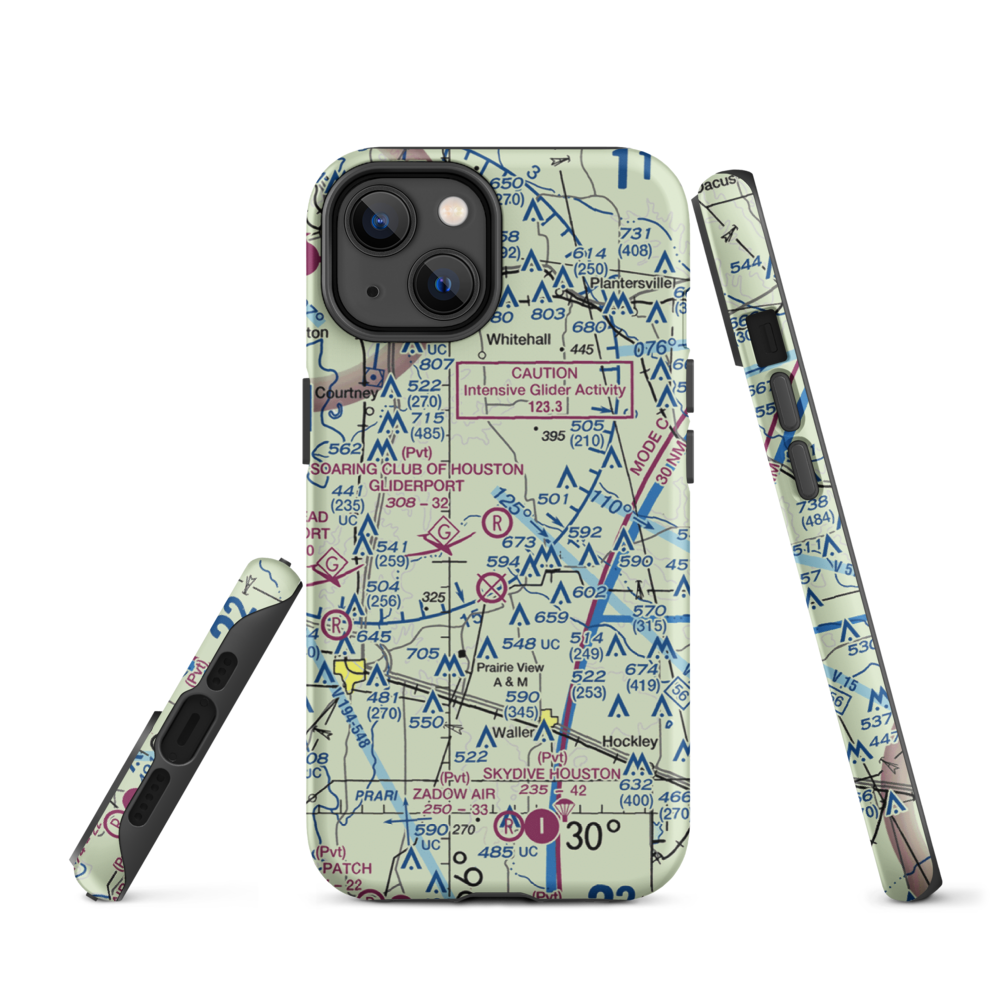Soaring Club of Houston Gliderport (89TA) VFR Sectional  Tough iPhone Case iPhone 14 model shown