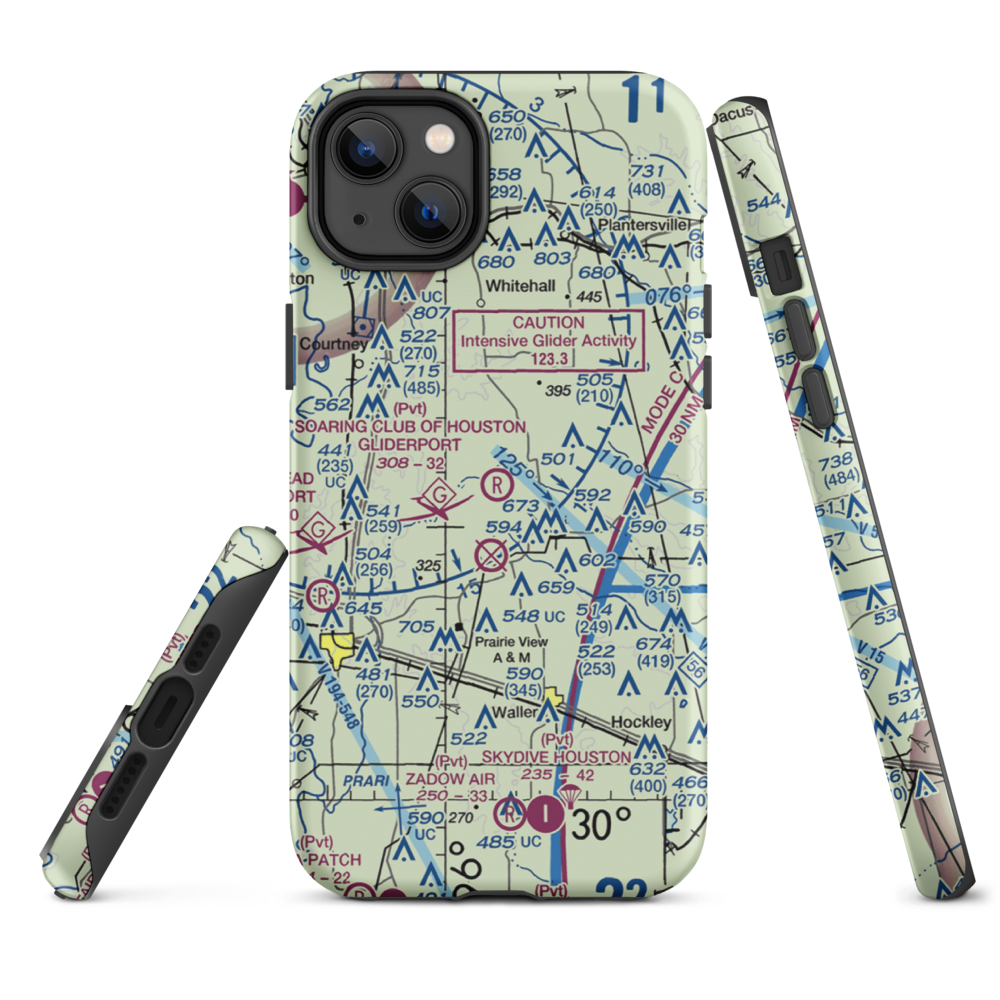 Soaring Club of Houston Gliderport (89TA) VFR Sectional  Tough iPhone Case iPhone 14 Plus model shown