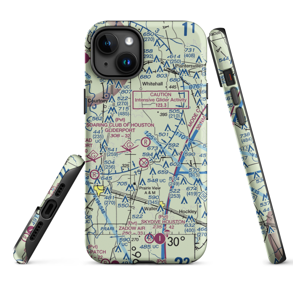 Soaring Club of Houston Gliderport (89TA) VFR Sectional  Tough iPhone Case iPhone 15 Plus model shown