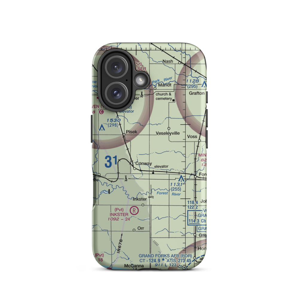 Sobolik Airport (98ND) VFR Sectional  Tough iPhone Case iPhone 16 model shown