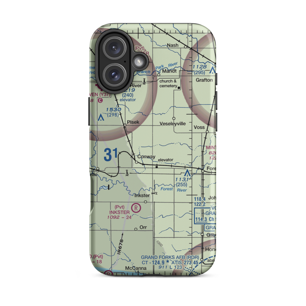 Sobolik Airport (98ND) VFR Sectional  Tough iPhone Case iPhone 16 Plus model shown