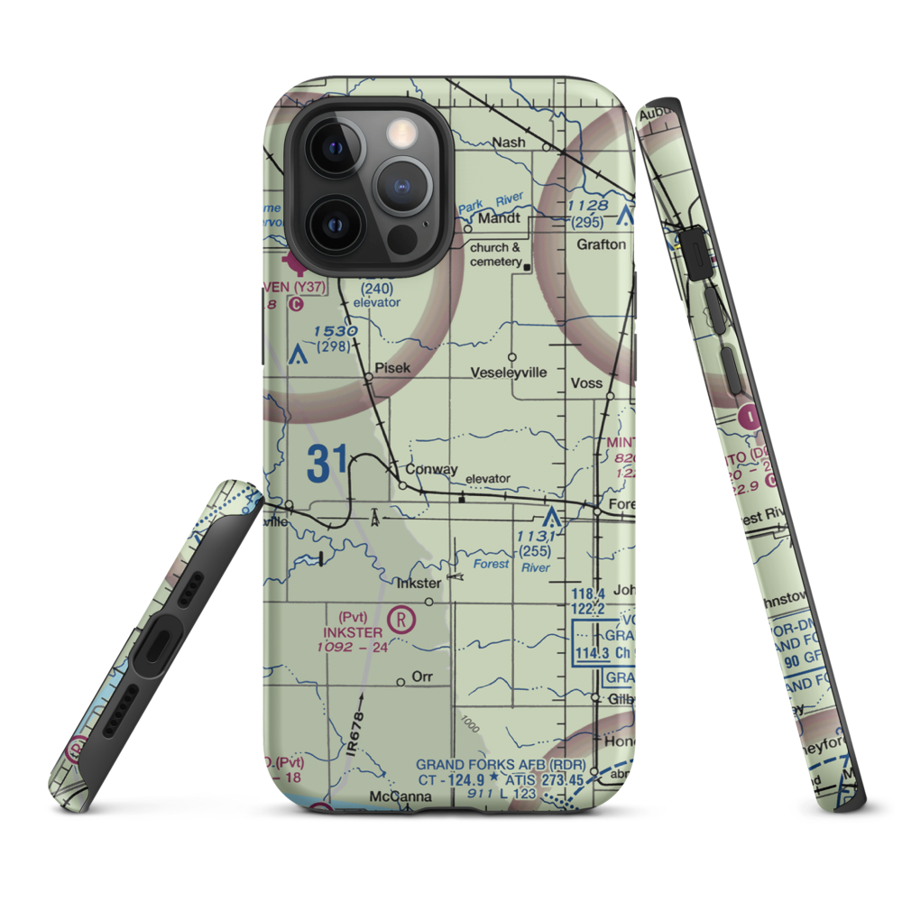 Sobolik Airport (98ND) VFR Sectional  Tough iPhone Case iPhone 12 Pro Max model shown