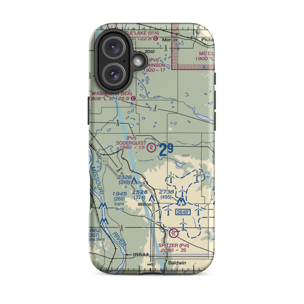 Soderquist Airport (2NA0) VFR Sectional  Tough iPhone Case iPhone 16 Plus model shown