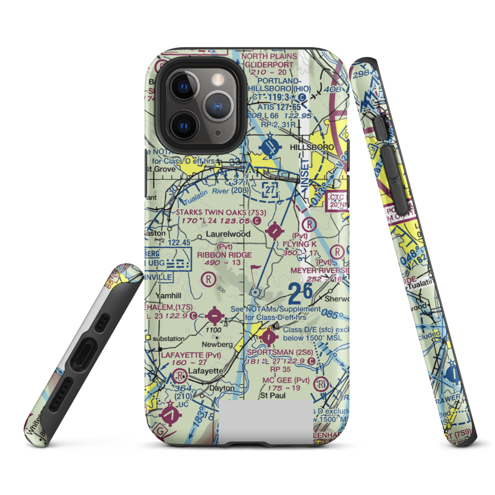 Sohler's Holly Hill Airport (OR31) VFR Sectional  Tough iPhone Case iPhone 11 Pro model shown