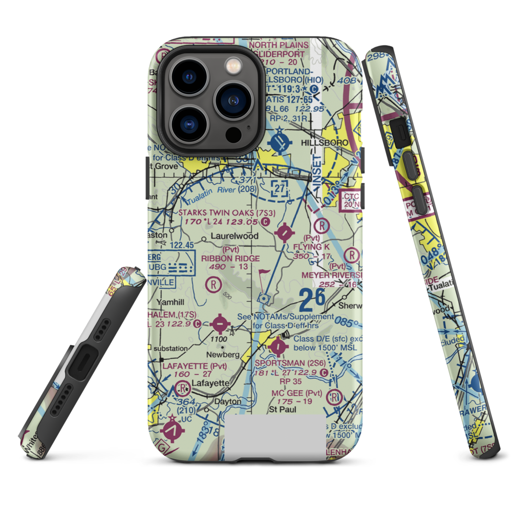 Sohler's Holly Hill Airport (OR31) VFR Sectional  Tough iPhone Case iPhone 13 Pro Max model shown