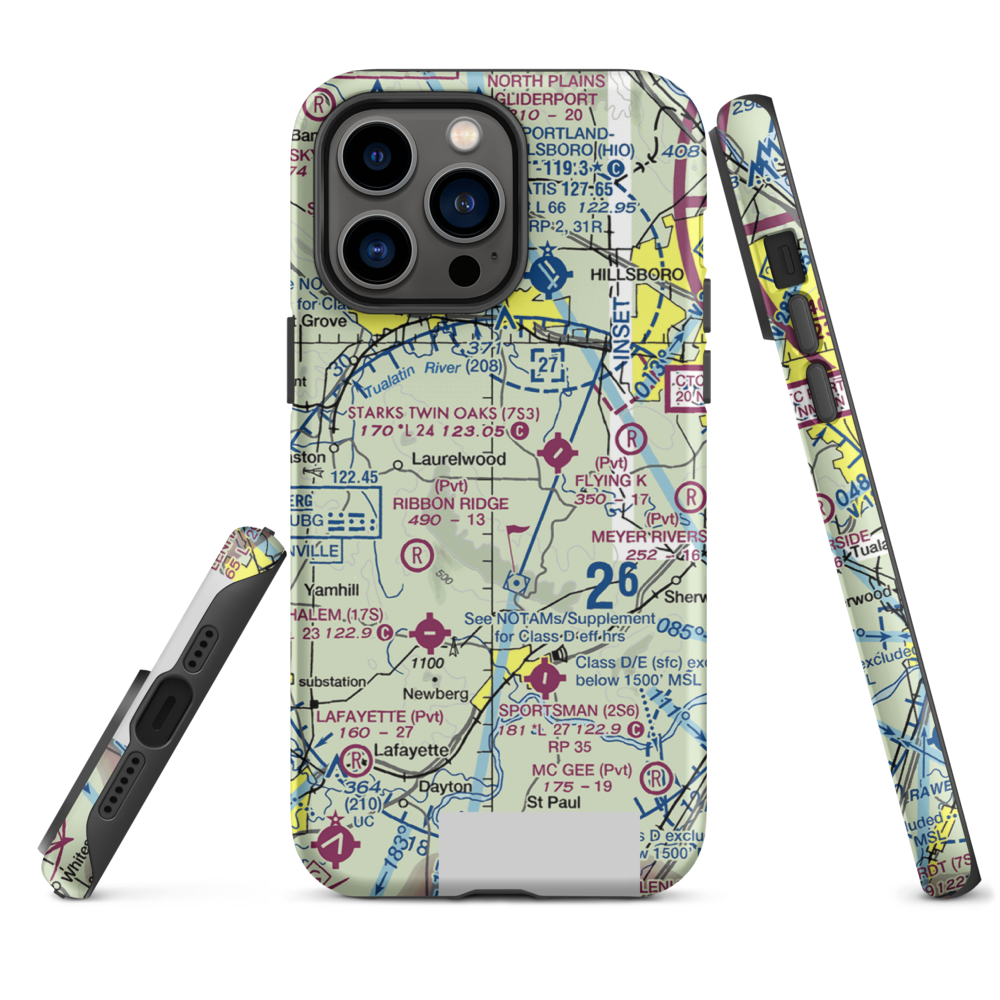 Sohler's Holly Hill Airport (OR31) VFR Sectional  Tough iPhone Case iPhone 14 Pro Max model shown