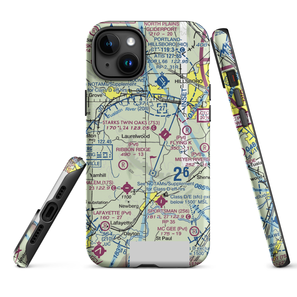 Sohler's Holly Hill Airport (OR31) VFR Sectional  Tough iPhone Case iPhone 15 Plus model shown