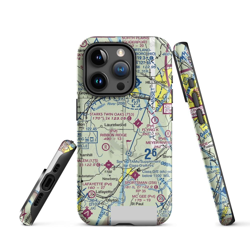 Sohler's Holly Hill Airport (OR31) VFR Sectional  Tough iPhone Case iPhone 15 Pro model shown