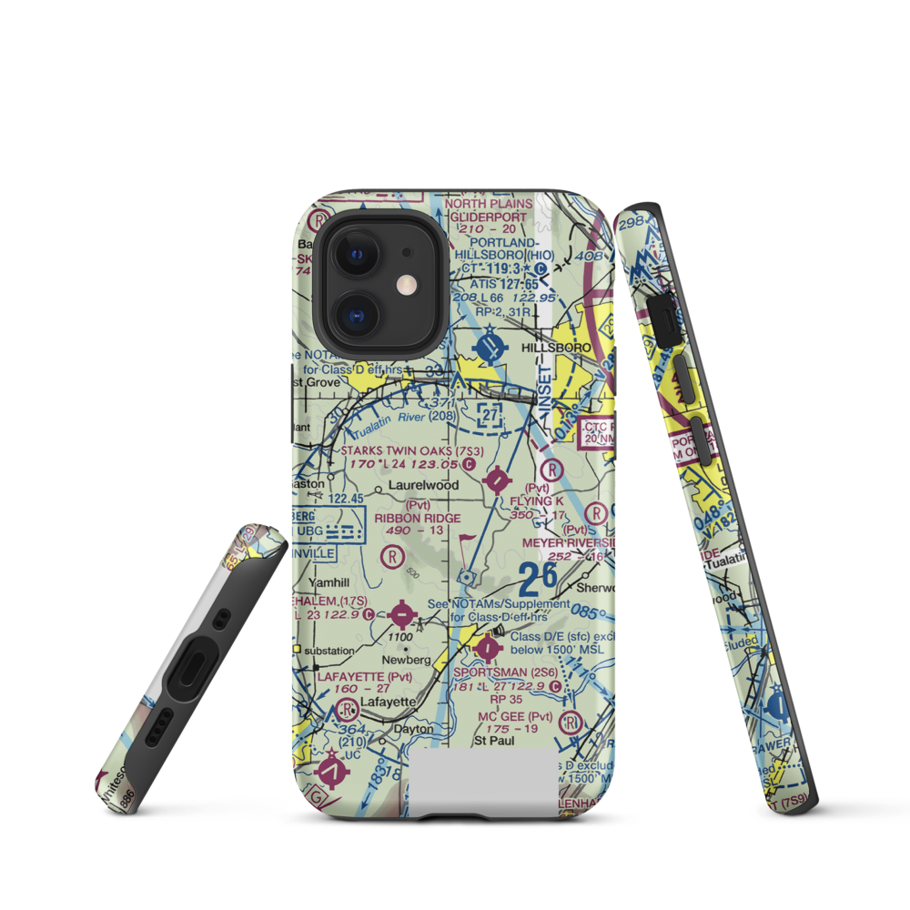 Sohler's Holly Hill Airport (OR31) VFR Sectional  Tough iPhone Case iPhone 12 mini model shown