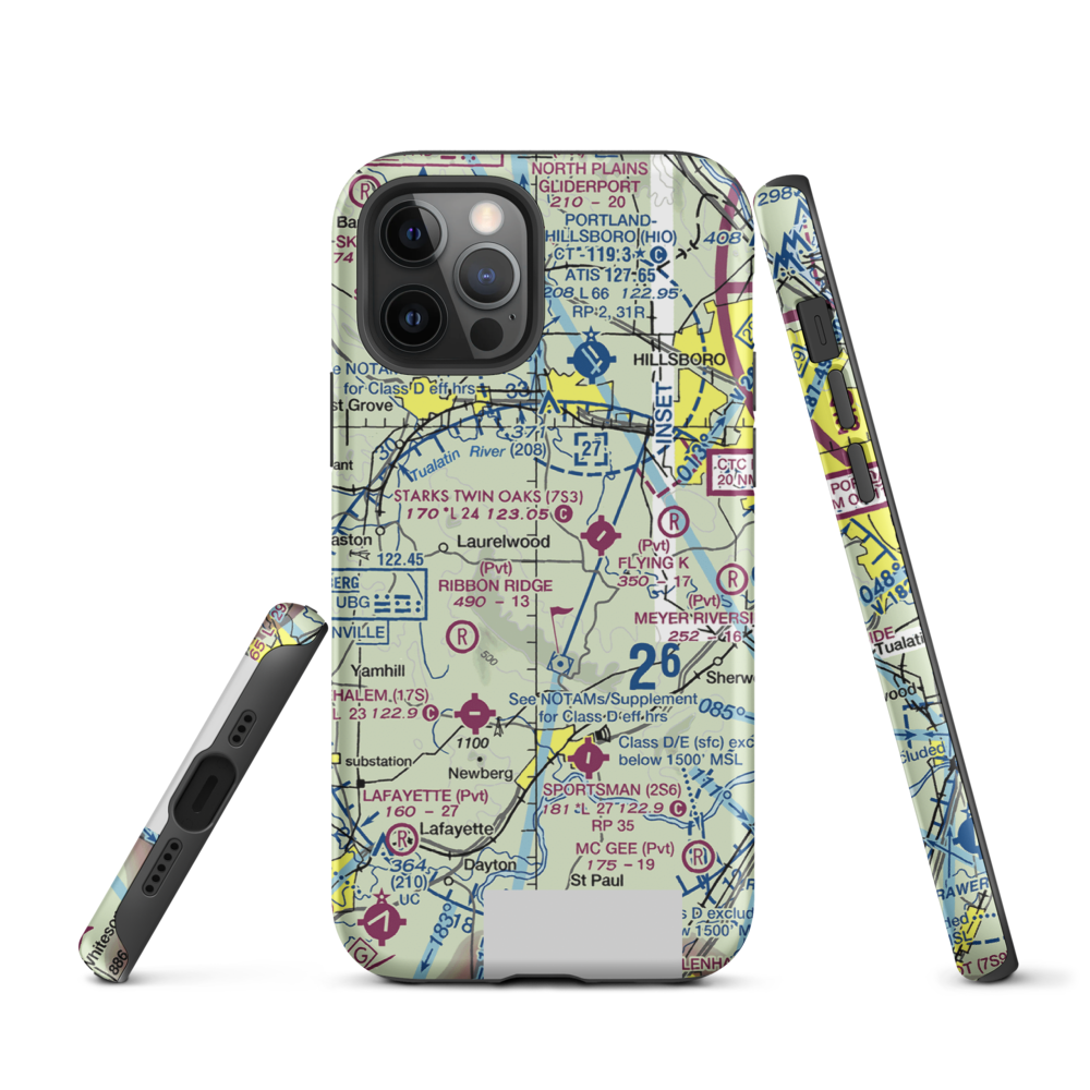 Sohler's Holly Hill Airport (OR31) VFR Sectional  Tough iPhone Case iPhone 12 Pro model shown