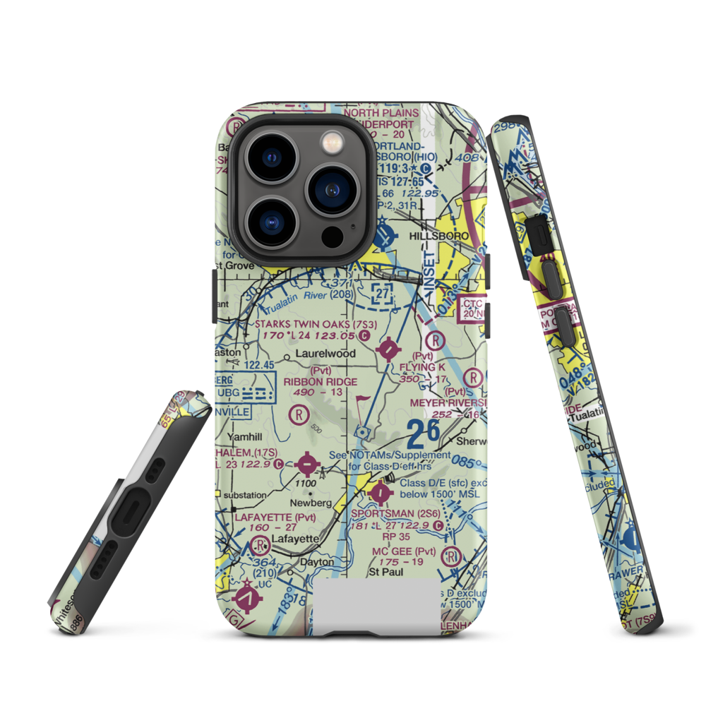 Sohler's Holly Hill Airport (OR31) VFR Sectional  Tough iPhone Case iPhone 13 Pro model shown