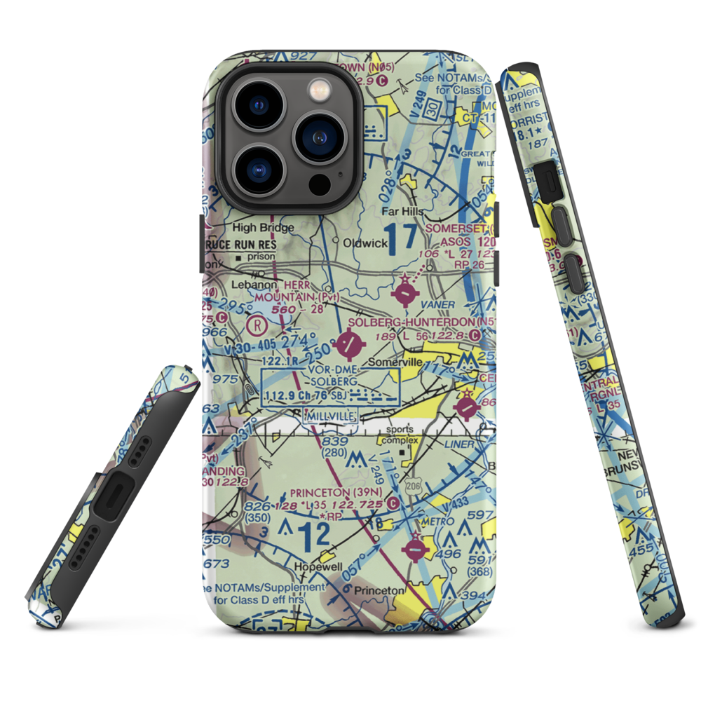 Solberg Hunterdon Airport (N51) VFR Sectional  Tough iPhone Case iPhone 13 Pro Max model shown