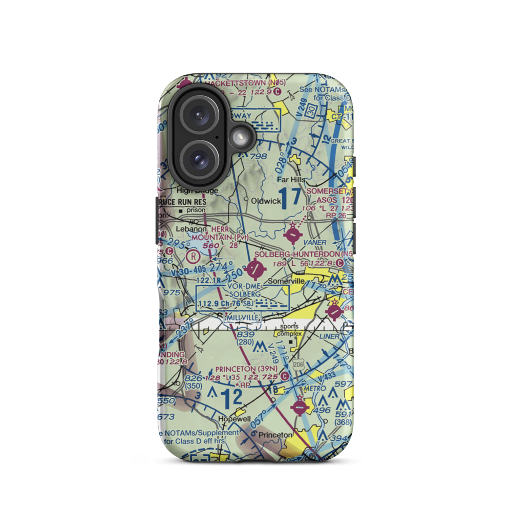 Solberg Hunterdon Airport (N51) VFR Sectional  Tough iPhone Case iPhone 16 model shown