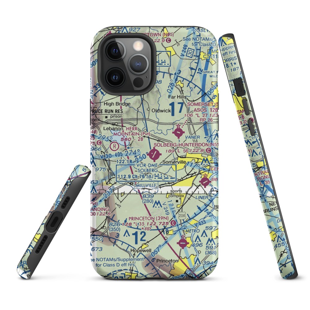 Solberg Hunterdon Airport (N51) VFR Sectional  Tough iPhone Case iPhone 12 Pro Max model shown