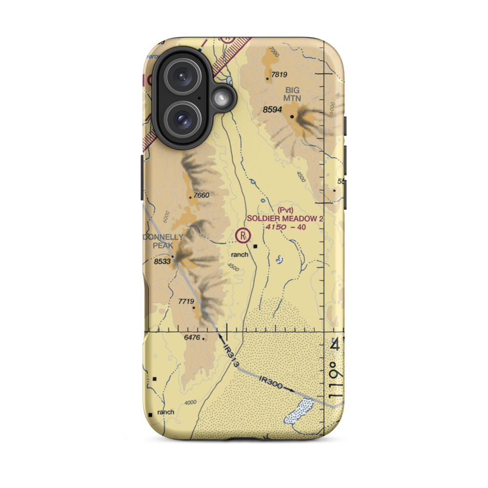 Soldier Meadow Nr 2 Airport (NV05) VFR Sectional  Tough iPhone Case iPhone 16 Plus model shown