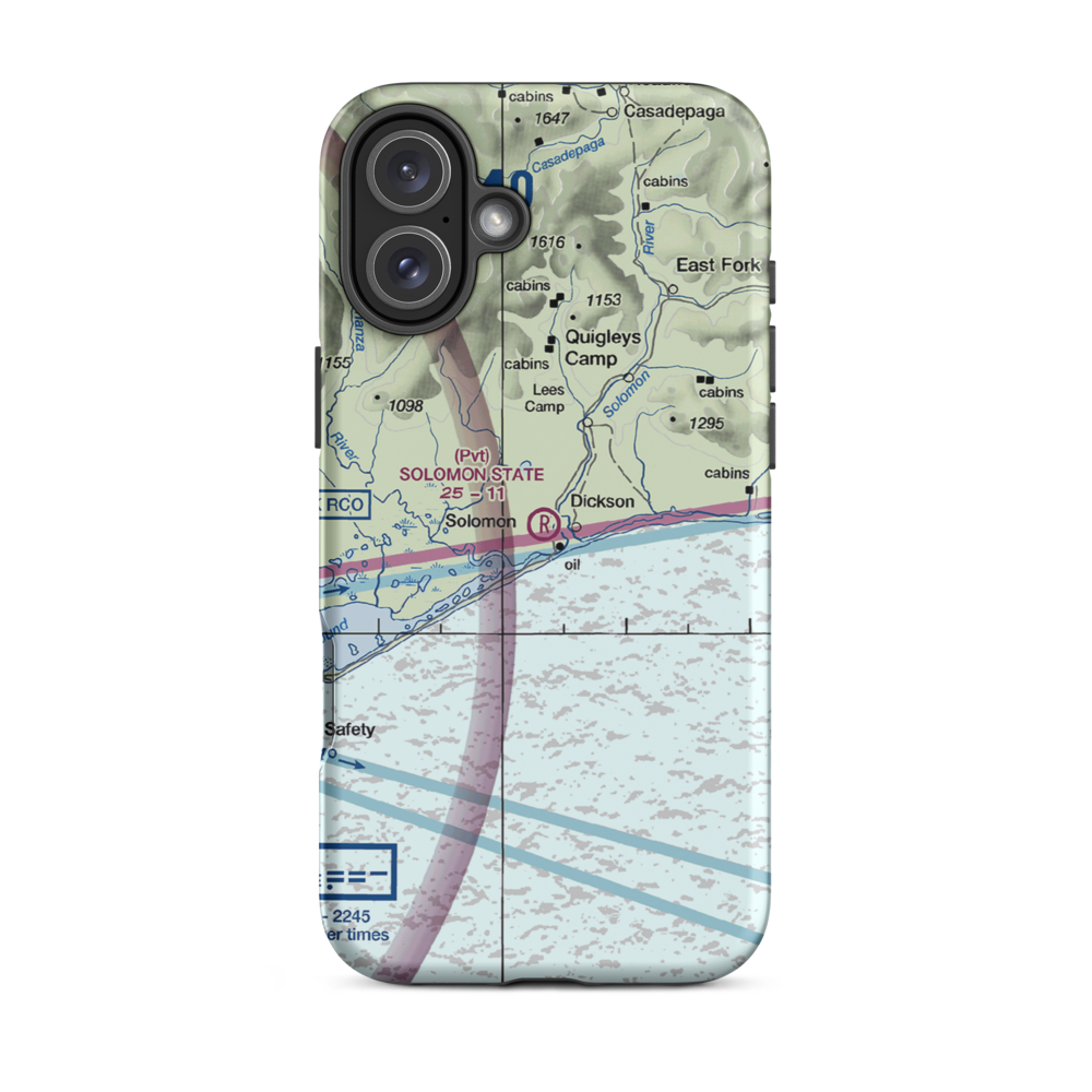 Solomon State Field (SOL) VFR Sectional  Tough iPhone Case iPhone 16 Plus model shown
