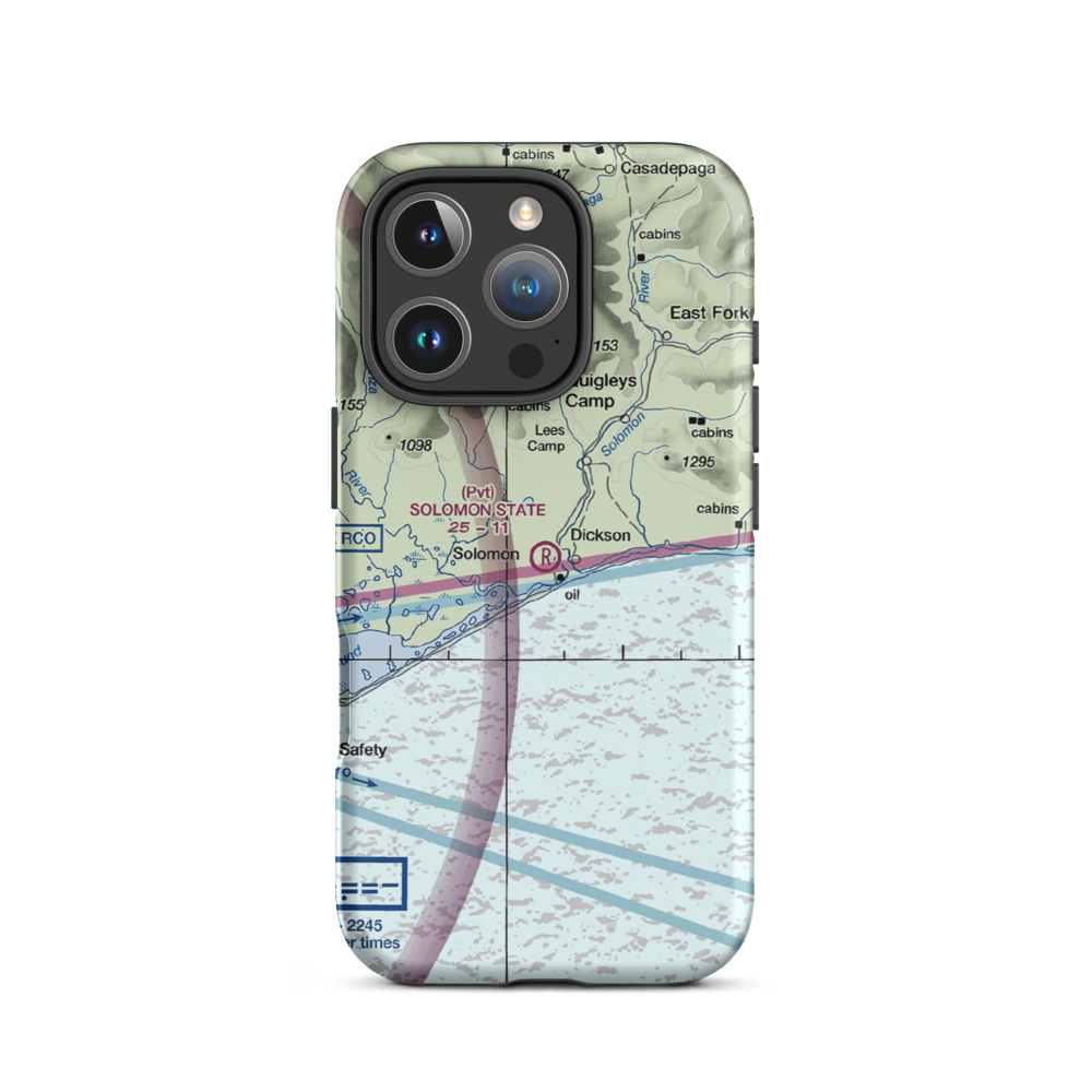 Solomon State Field (SOL) VFR Sectional  Tough iPhone Case iPhone 16 Pro model shown