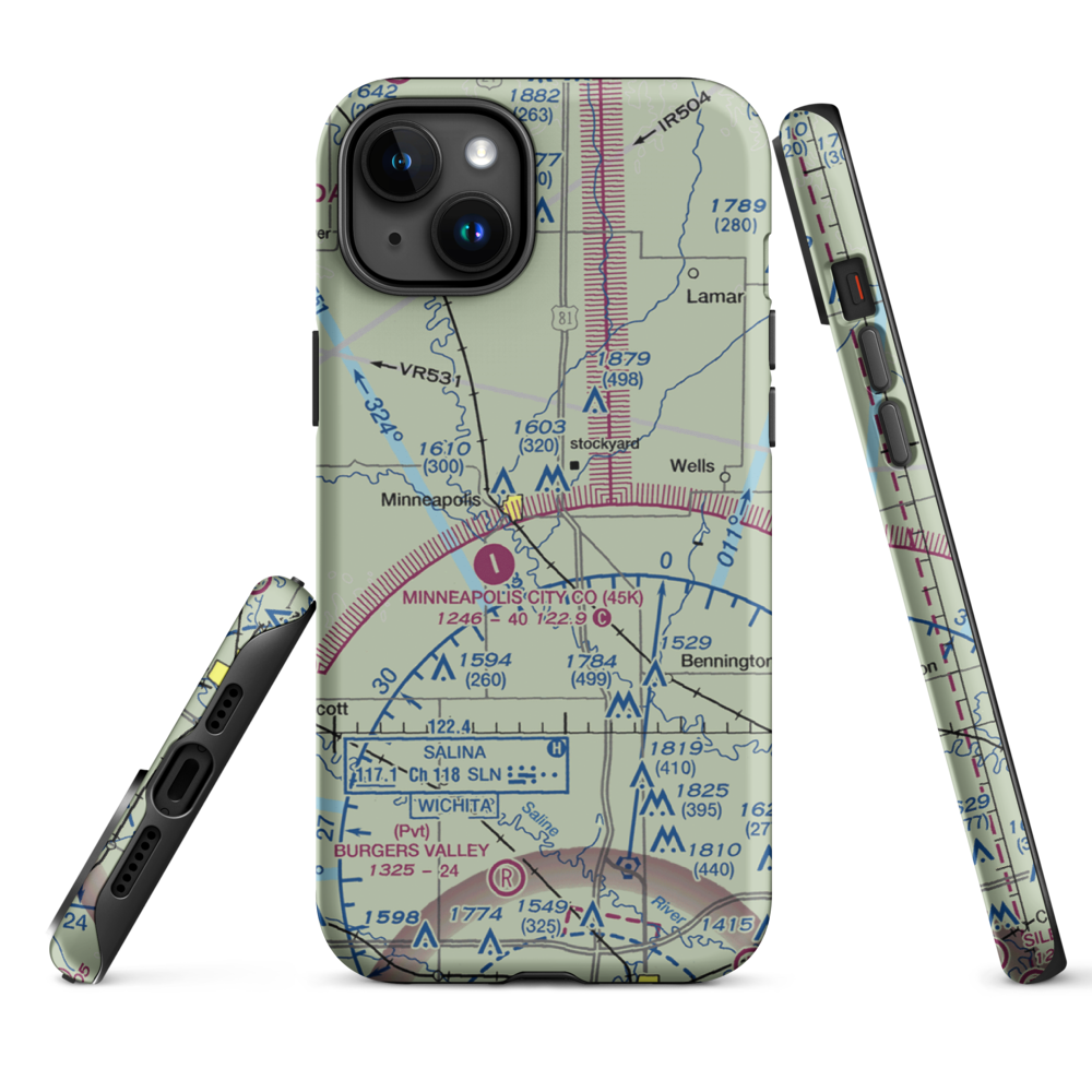 Solomon Valley Airpark (SN09) VFR Sectional  Tough iPhone Case iPhone 15 Plus model shown