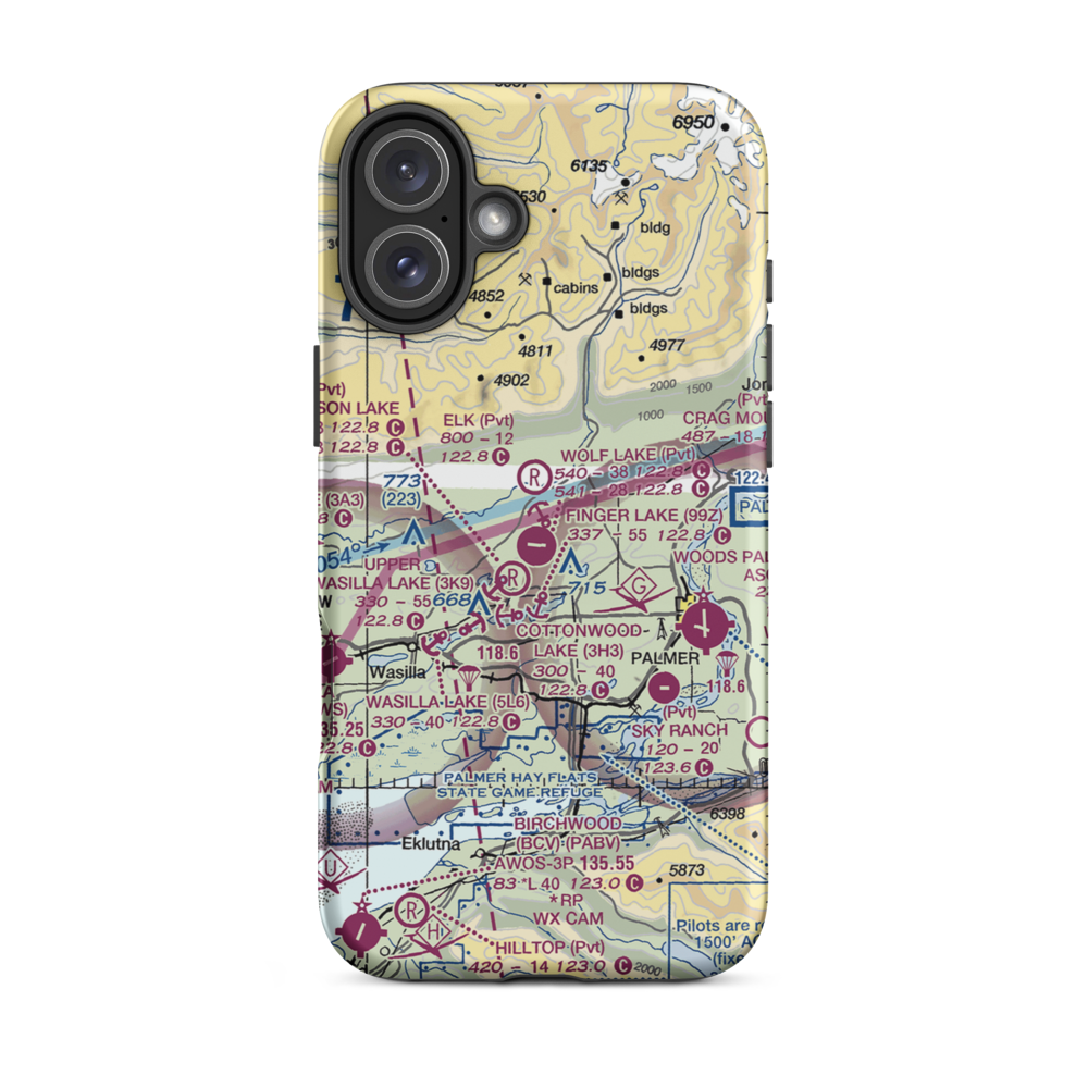 Soloy Strip (87AK) VFR Sectional  Tough iPhone Case iPhone 16 Plus model shown