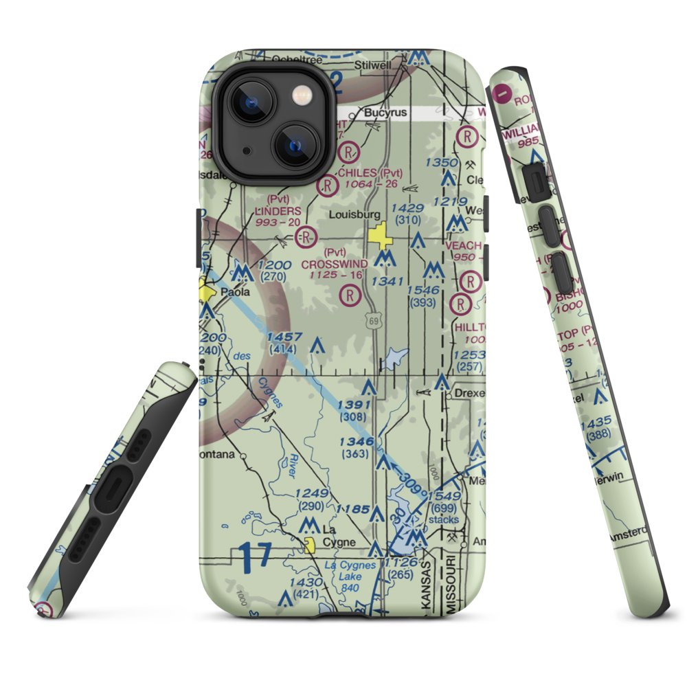 Somerset Airport (SN89) VFR Sectional  Tough iPhone Case iPhone 14 Plus model shown