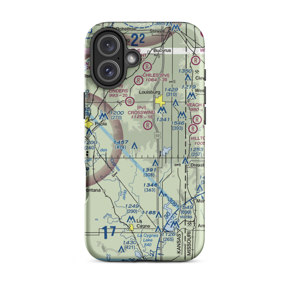 Somerset Airport (SN89) VFR Sectional  Tough iPhone Case iPhone 16 Plus model shown
