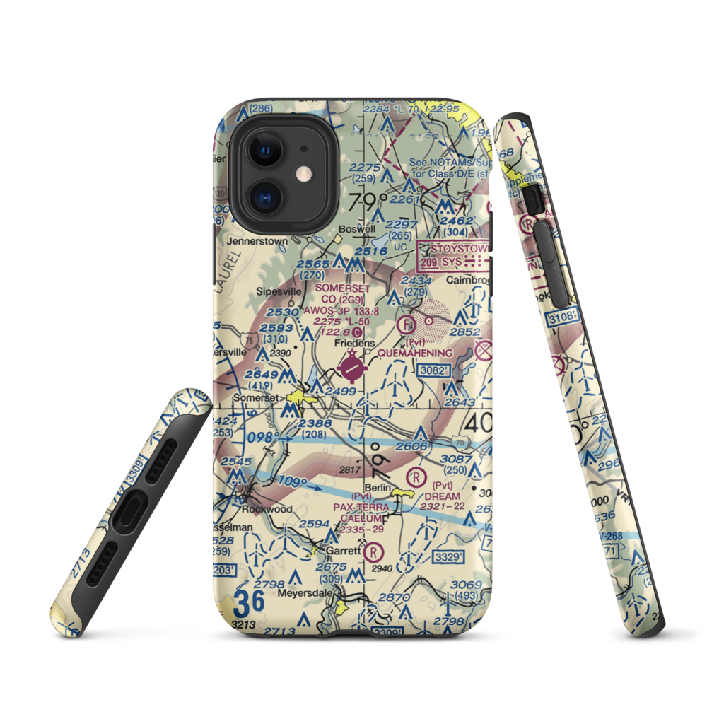 Somerset County Airport (2G9) VFR Sectional  Tough iPhone Case iPhone 11 model shown