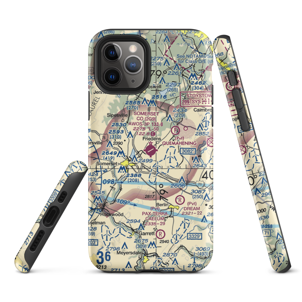Somerset County Airport (2G9) VFR Sectional  Tough iPhone Case iPhone 11 Pro model shown