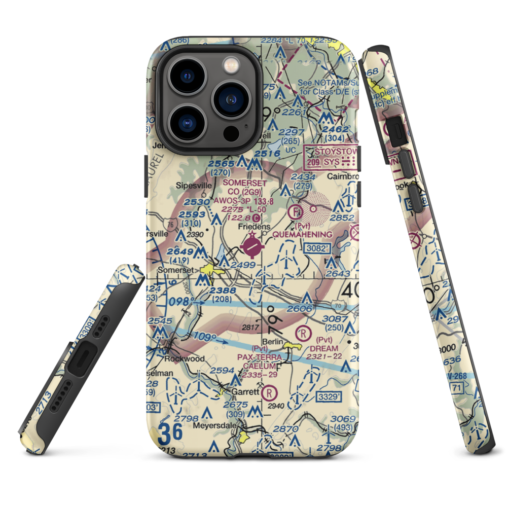 Somerset County Airport (2G9) VFR Sectional  Tough iPhone Case iPhone 13 Pro Max model shown