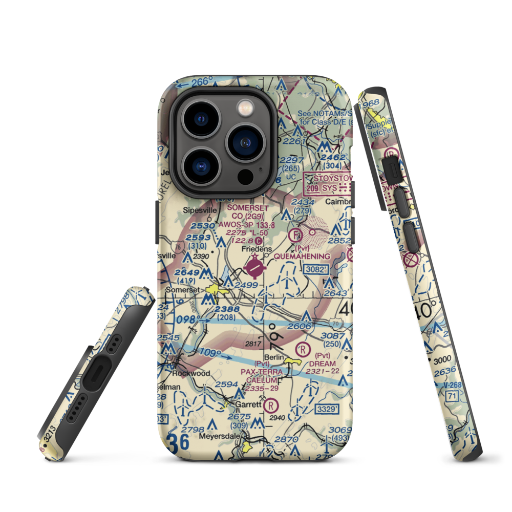 Somerset County Airport (2G9) VFR Sectional  Tough iPhone Case iPhone 14 Pro model shown