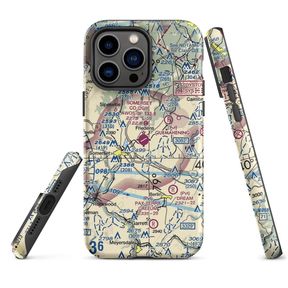 Somerset County Airport (2G9) VFR Sectional  Tough iPhone Case iPhone 14 Pro Max model shown
