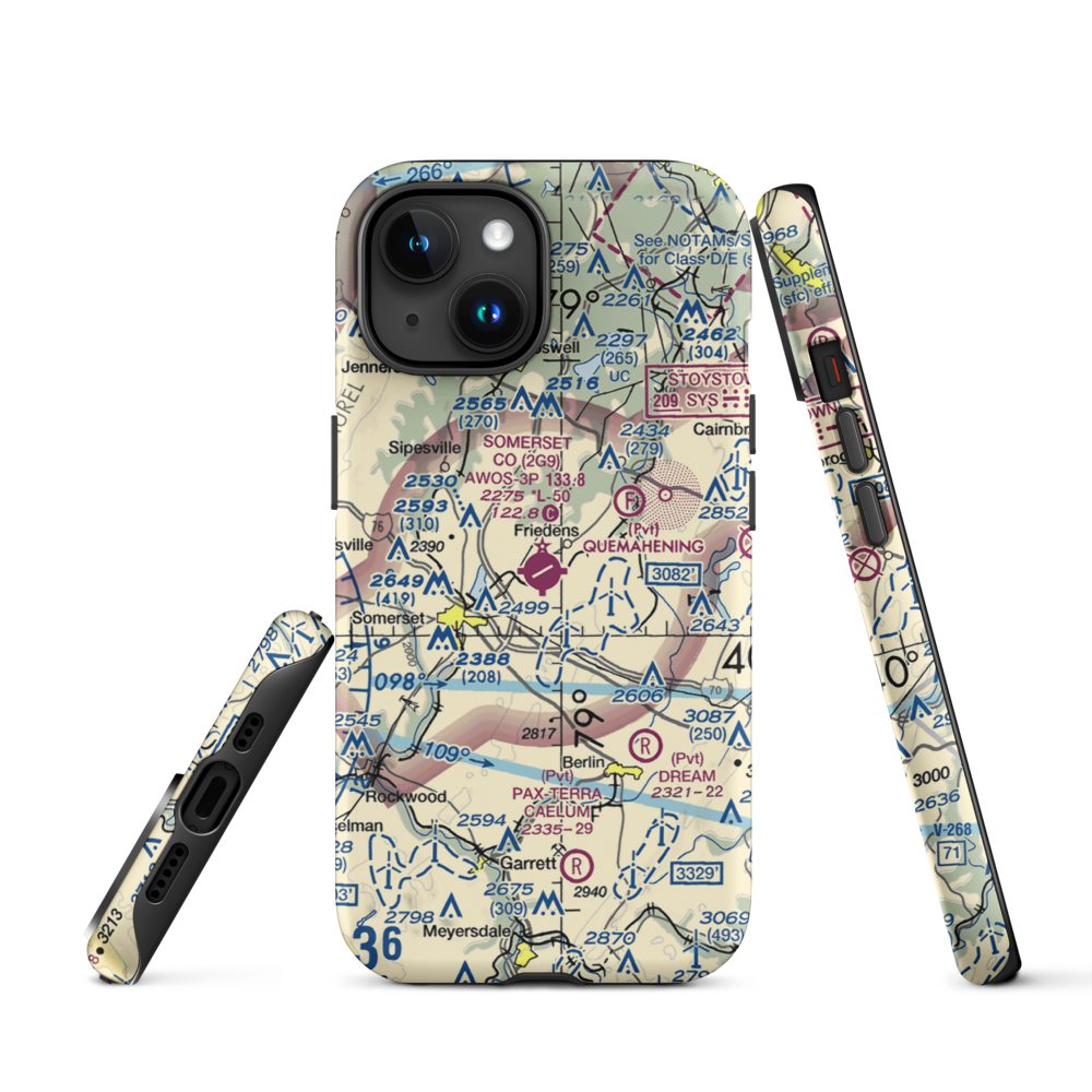 Somerset County Airport (2G9) VFR Sectional  Tough iPhone Case iPhone 15 model shown