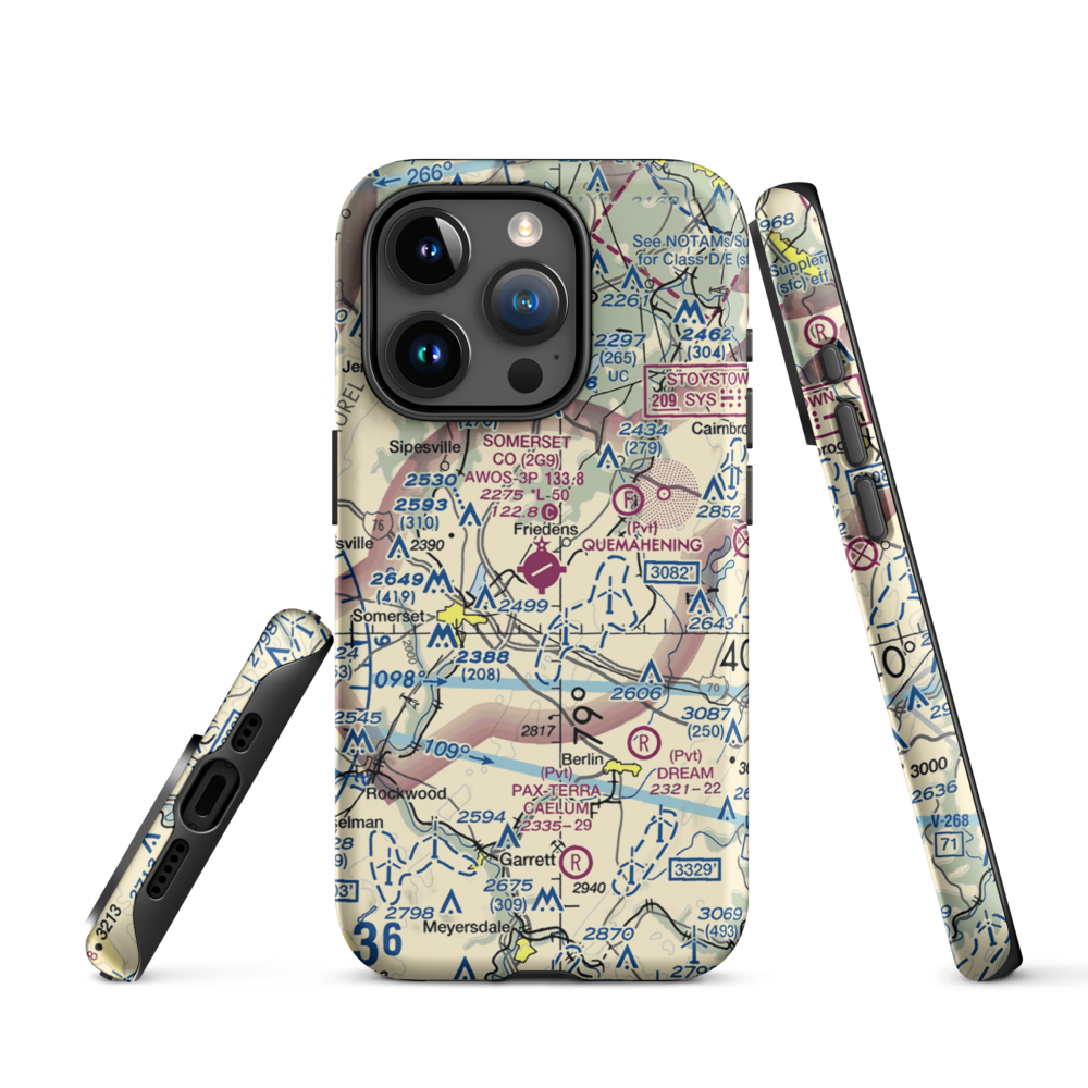 Somerset County Airport (2G9) VFR Sectional  Tough iPhone Case iPhone 15 Pro model shown