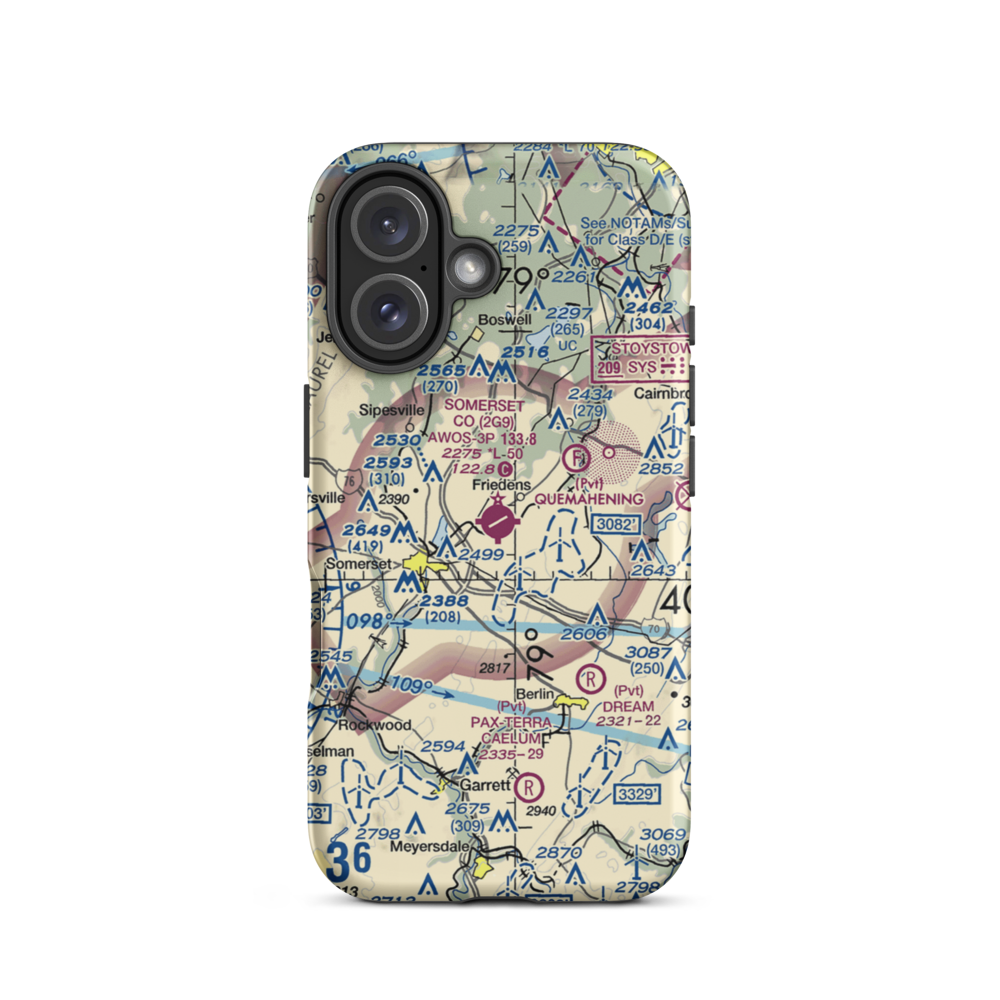 Somerset County Airport (2G9) VFR Sectional  Tough iPhone Case iPhone 16 model shown