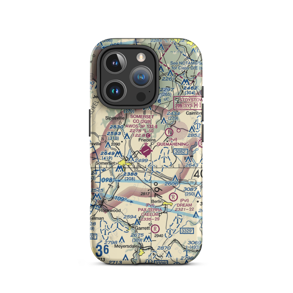 Somerset County Airport (2G9) VFR Sectional  Tough iPhone Case iPhone 16 Pro model shown
