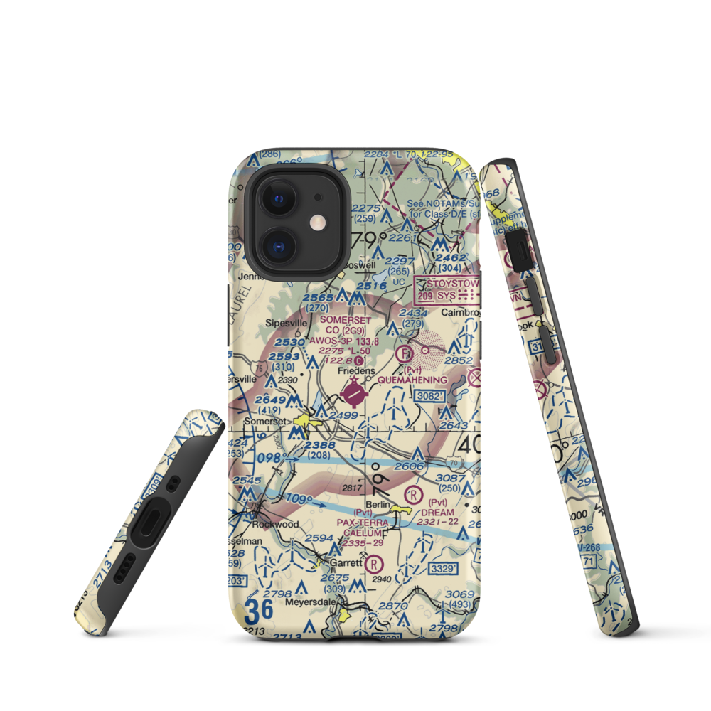 Somerset County Airport (2G9) VFR Sectional  Tough iPhone Case iPhone 12 mini model shown