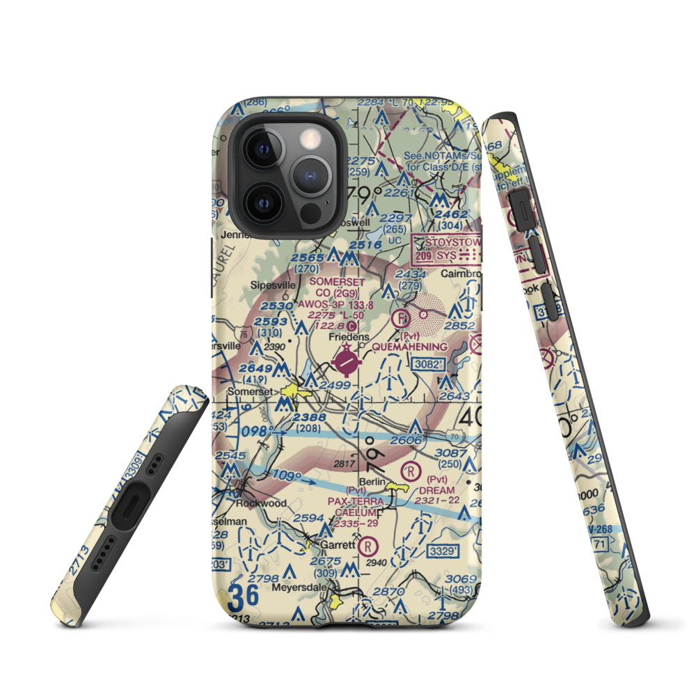 Somerset County Airport (2G9) VFR Sectional  Tough iPhone Case iPhone 12 Pro model shown
