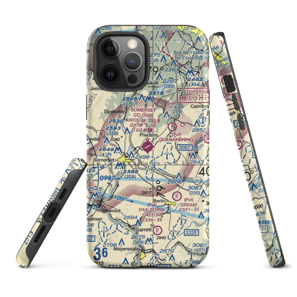 Somerset County Airport (2G9) VFR Sectional  Tough iPhone Case iPhone 12 Pro Max model shown