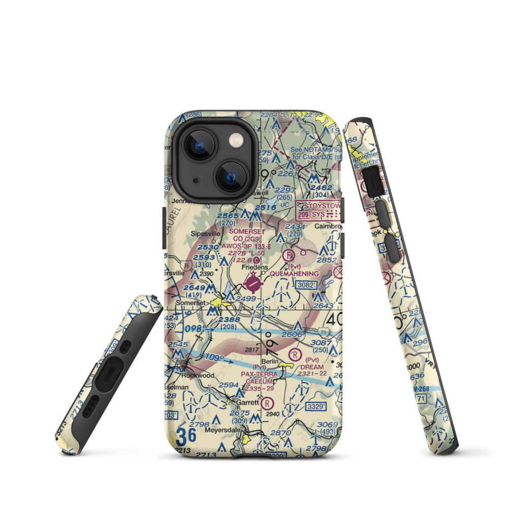 Somerset County Airport (2G9) VFR Sectional  Tough iPhone Case iPhone 13 mini model shown