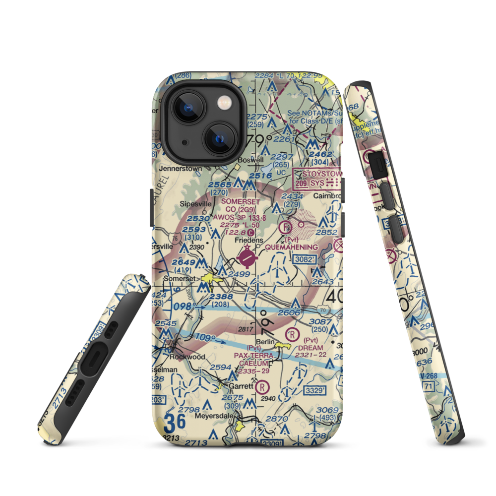 Somerset County Airport (2G9) VFR Sectional  Tough iPhone Case iPhone 13 model shown