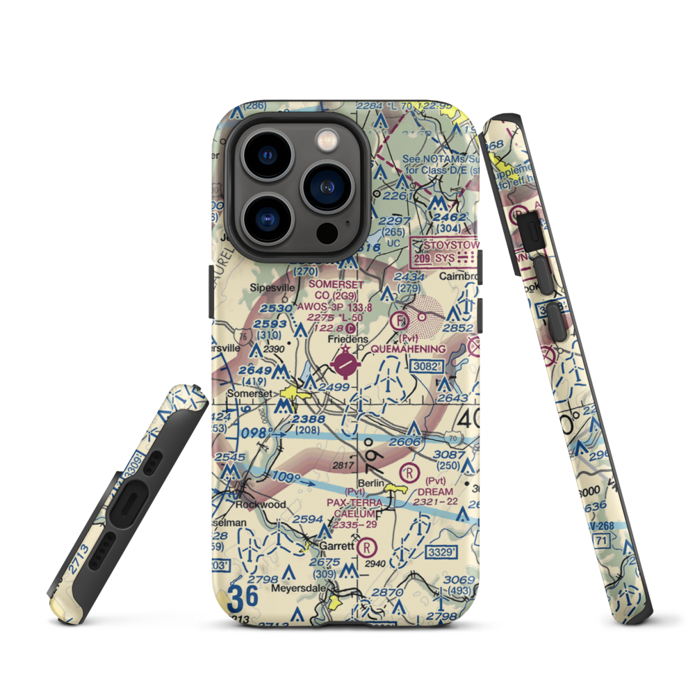 Somerset County Airport (2G9) VFR Sectional  Tough iPhone Case iPhone 13 Pro model shown
