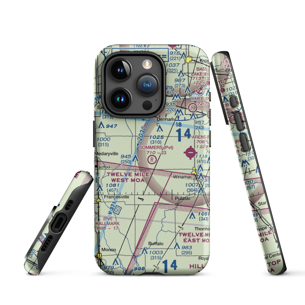 Sommers Airport (II79) VFR Sectional  Tough iPhone Case iPhone 15 Pro model shown