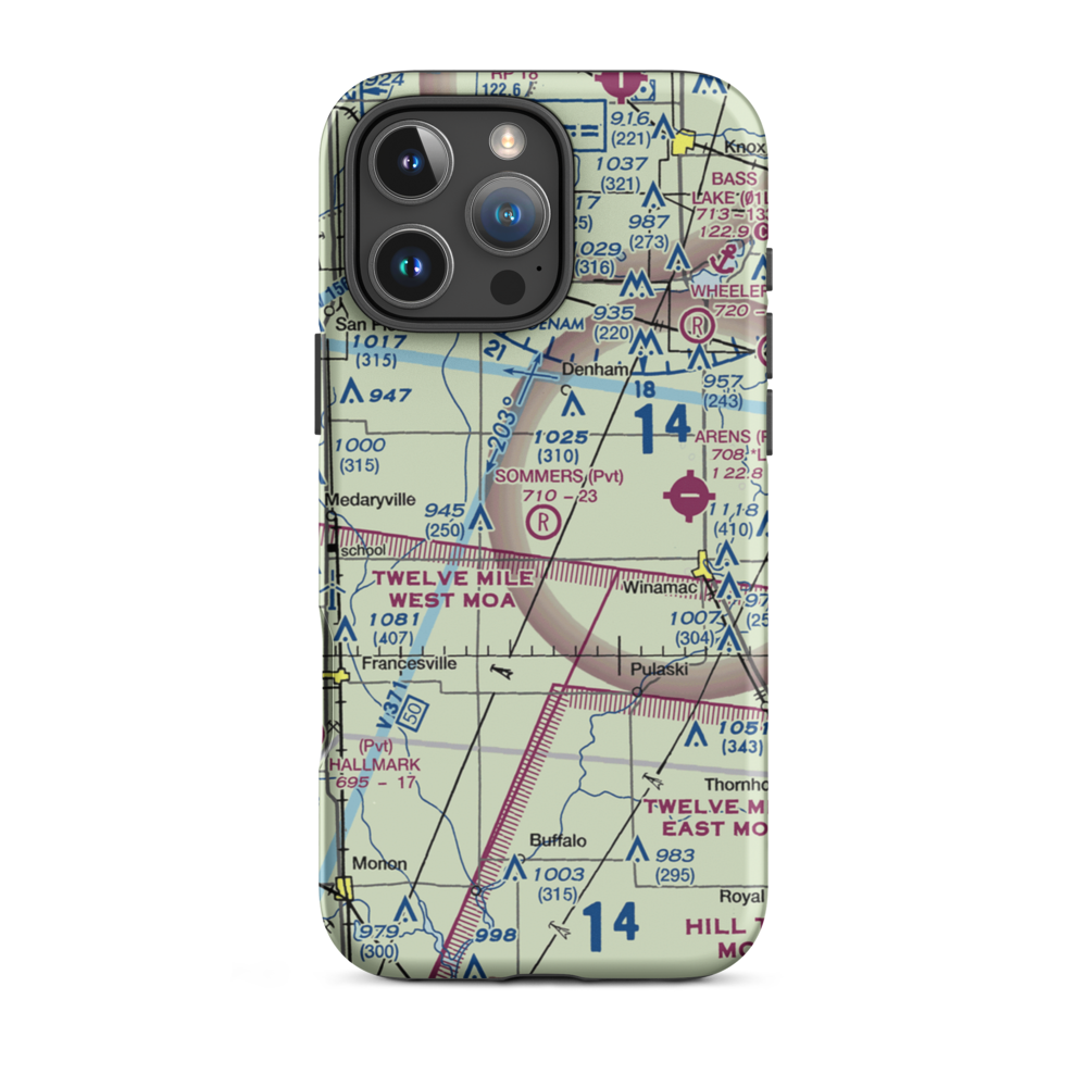 Sommers Airport (II79) VFR Sectional  Tough iPhone Case iPhone 16 Pro Max model shown