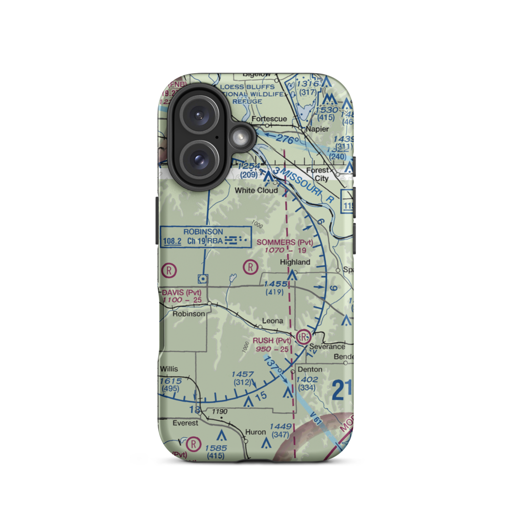 Sommers Airport (SN75) VFR Sectional  Tough iPhone Case iPhone 16 model shown