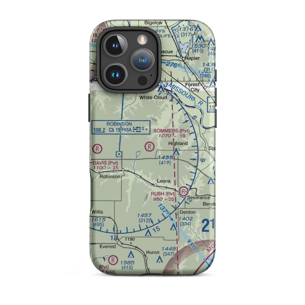 Sommers Airport (SN75) VFR Sectional  Tough iPhone Case iPhone 16 Pro Max model shown