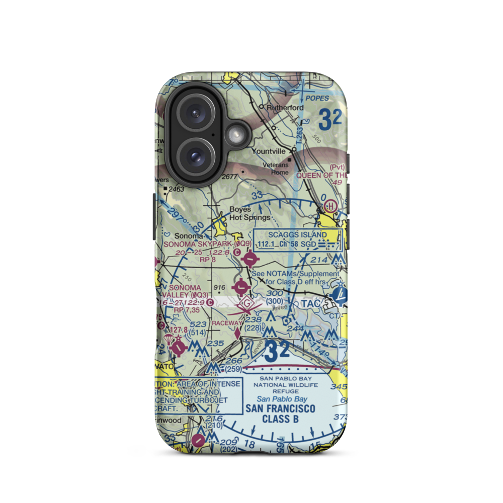 Sonoma Skypark Airport (0Q9) VFR Sectional  Tough iPhone Case iPhone 16 model shown
