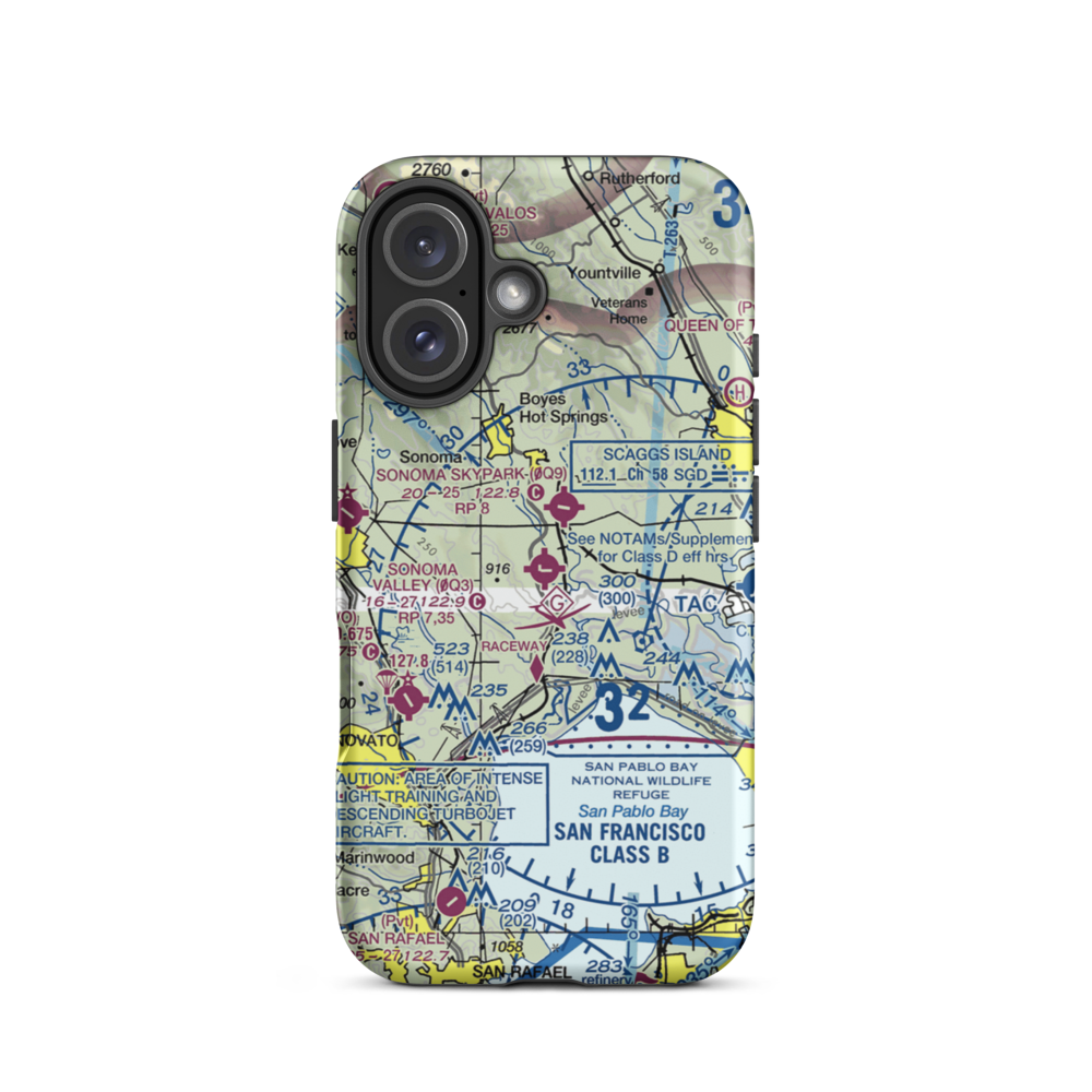Sonoma Valley Airport (0Q3) VFR Sectional  Tough iPhone Case iPhone 16 model shown