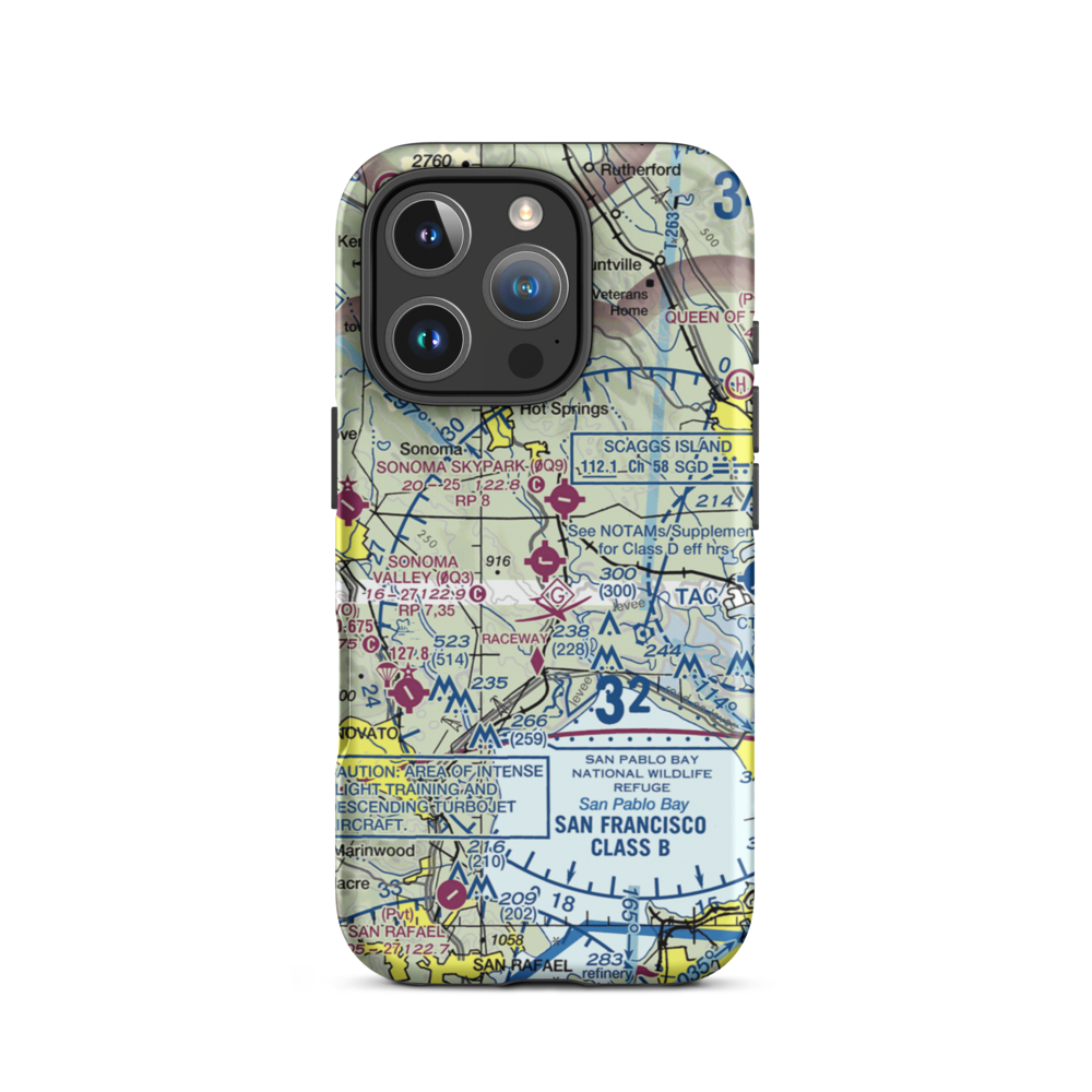 Sonoma Valley Airport (0Q3) VFR Sectional  Tough iPhone Case iPhone 16 Pro model shown
