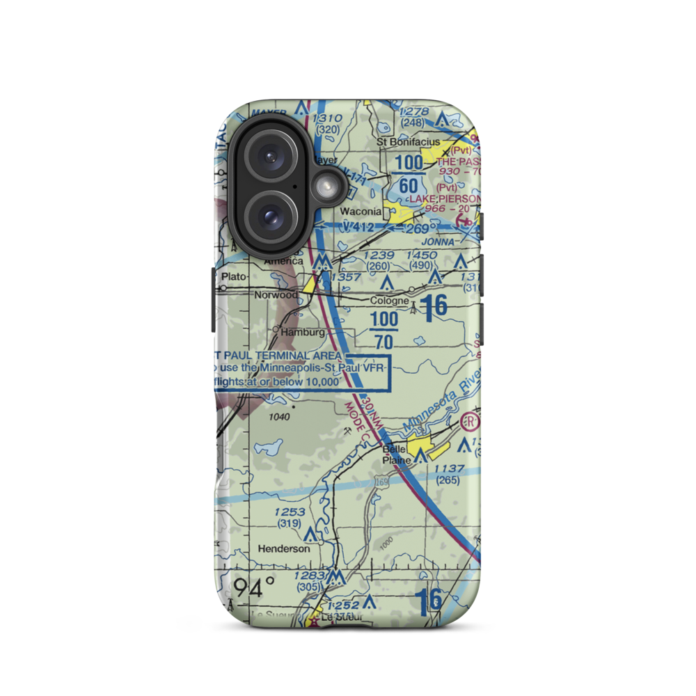 Sons Private-Commercial Airport (47MN) VFR Sectional  Tough iPhone Case iPhone 16 model shown