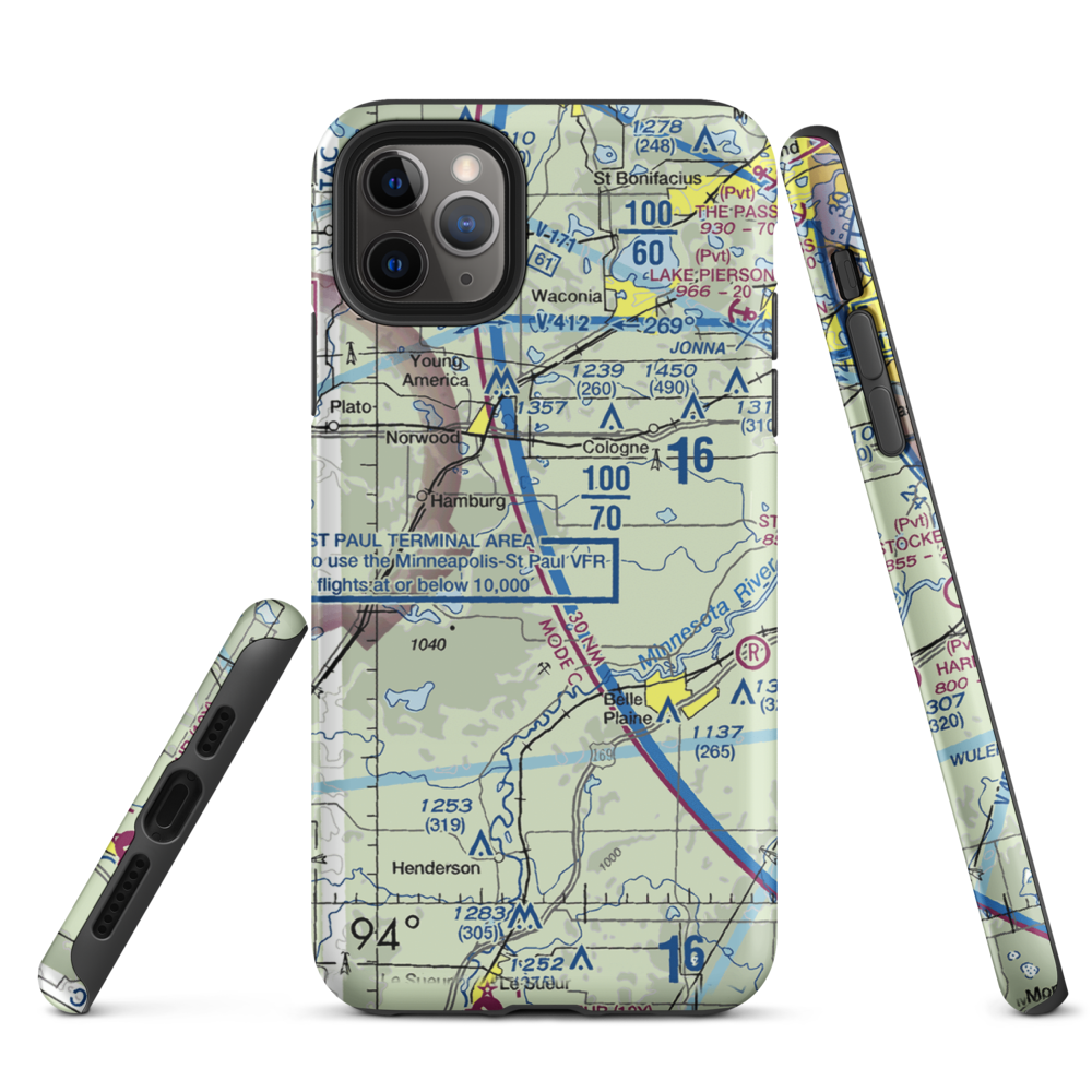 Sons Private-Commercial Airport (47MN) VFR Sectional  Tough iPhone Case iPhone 11 Pro Max model shown